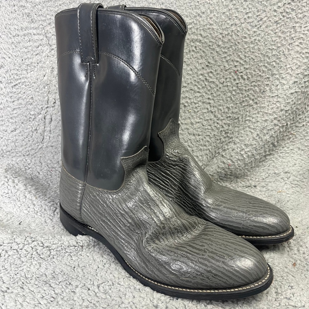Diamond J Cowboy Boots Mens 10.5 B Gray Exotic Grain Leather Western 3216M